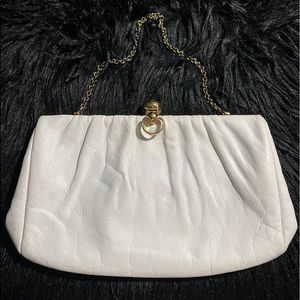 Vintage Etra Genuine Leather White Clutch